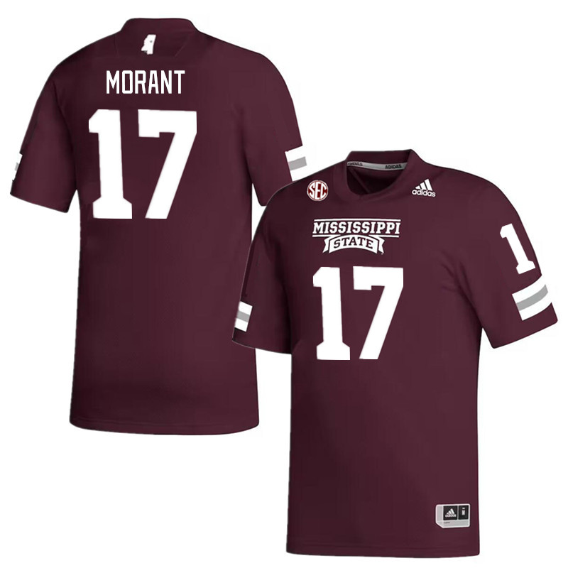 Men #17 Jordan Morant Mississippi State Bulldogs College Football Jerseys Stitched Sale-Maroon - Click Image to Close